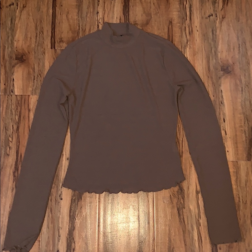 Beige turtle neck long sleeve